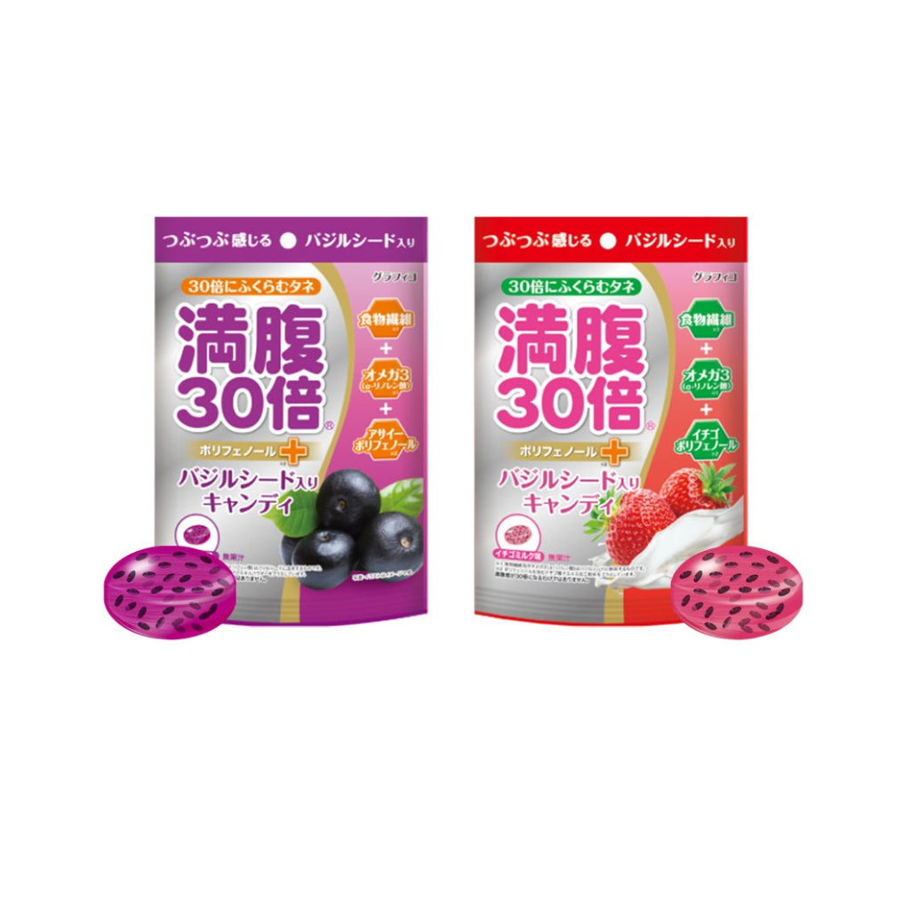 Manpuku Fills You up! X30 Zero Sugar Diet Support Candy Strawberry Milk 38g