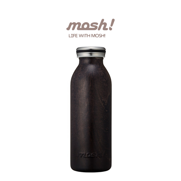 MOSH! Stainless Steel Milk Bottle Dark Wood (450ml)