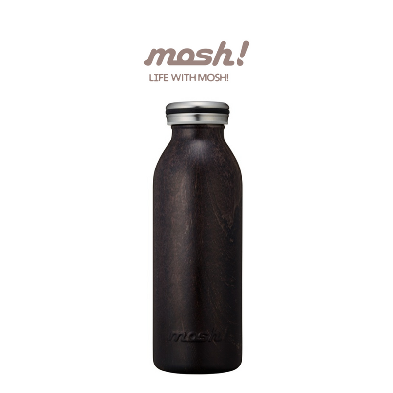 MOSH! Stainless Steel Milk Bottle Dark Wood (450ml)