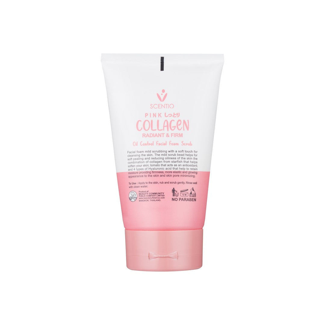 SCENTIO Pink Collagen Radiant & Firm Oil Control Facial Foam Scrub (100ml)