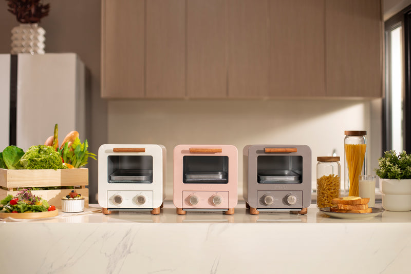 Mosh! Oven Toaster in Ivory, Peach and Brown Lifestyle