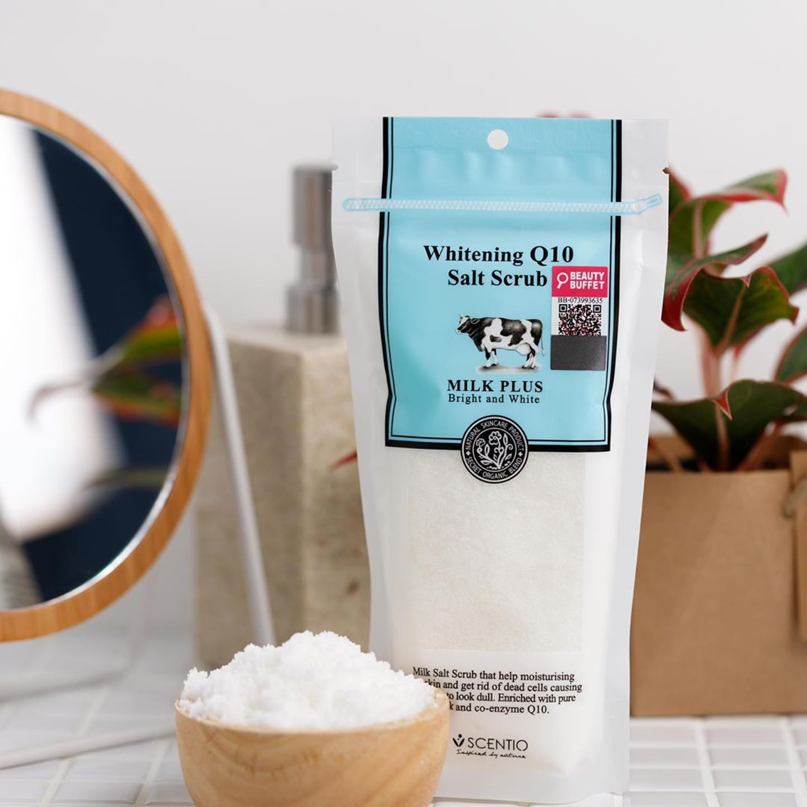 SCENTIO Milk Plus Whitening Q10 Salt Scrub (300g) *Exp 12/2025